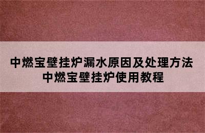 中燃宝壁挂炉漏水原因及处理方法 中燃宝壁挂炉使用教程